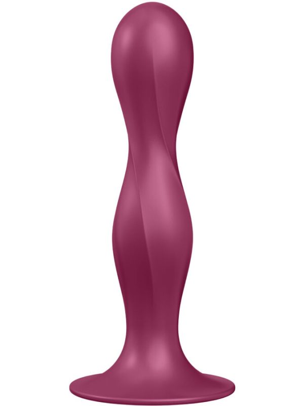 SATISFYER - DOUBLE BALL-R SILICONE DILDO GARNET