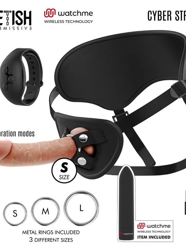 Fetish Submissive Cyber Strap - Rakmed dildo ja puldiga kuuliga WatchMe S tehnoloogiaga