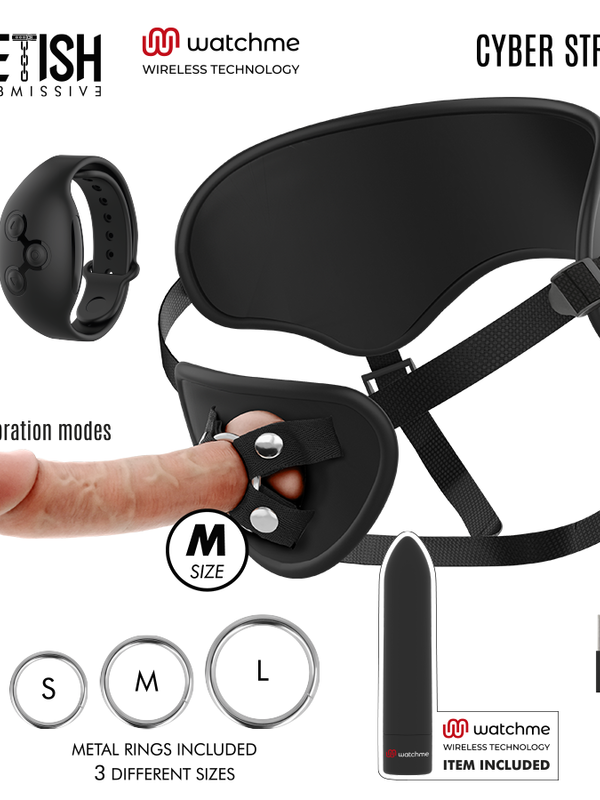 Fetish Submissive Cyber Strap - Rakmed dildo ja puldiga kuuliga WatchMe M tehnoloogiaga