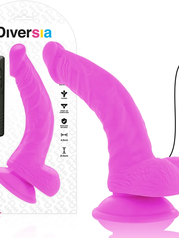 Diversia - Painduv vibreeriv dildo lilla 21.5 cm Ø 4.5 cm