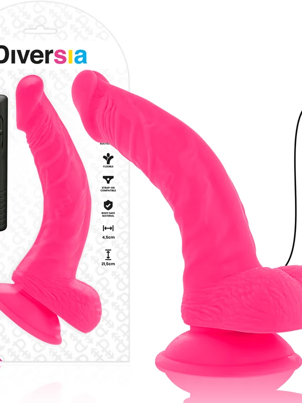 Diversia - Painduv vibreeriv dildo roosa 21.5 cm Ø 4.5 cm