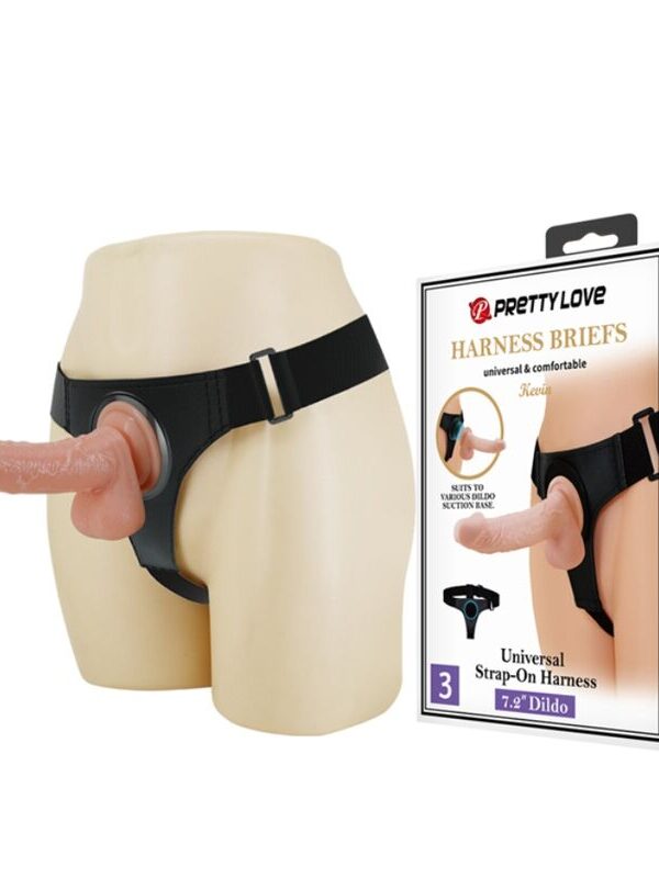 Pretty Love - Universaalsed rakmepüksid dildo Keviniga 19 cm naturaalne