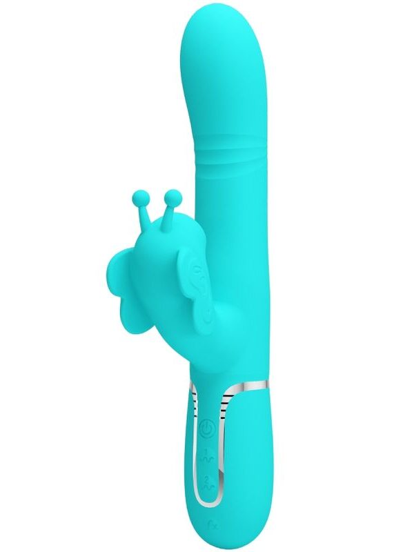 Pretty Love - Multifunktsionaalne rabbit-massaažiseade 4-in-1 Butterfly aqua green
