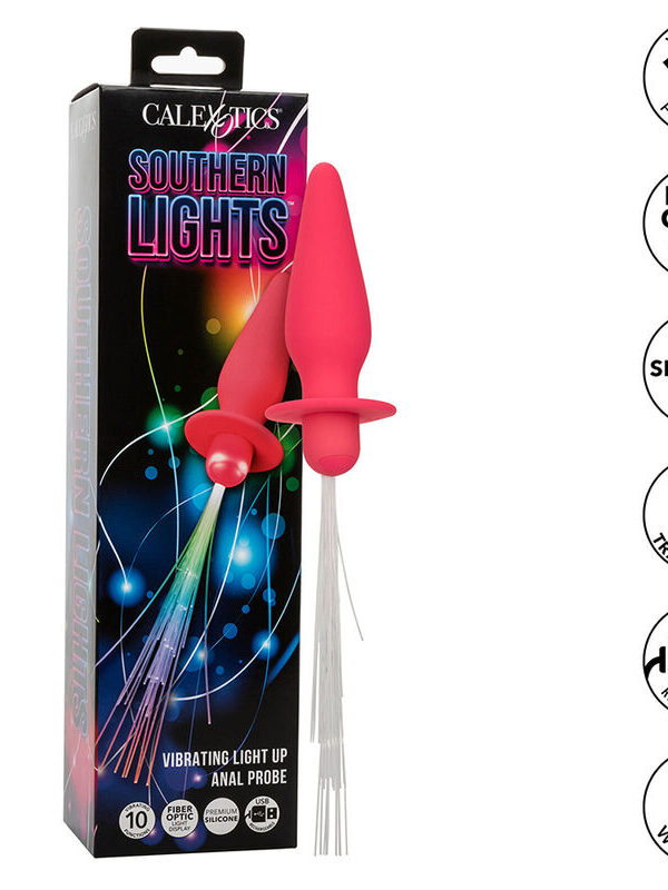 CalExotics - Southern Lights valgustusega anaalpistik 10 vibratsiooniga silikoon roosa