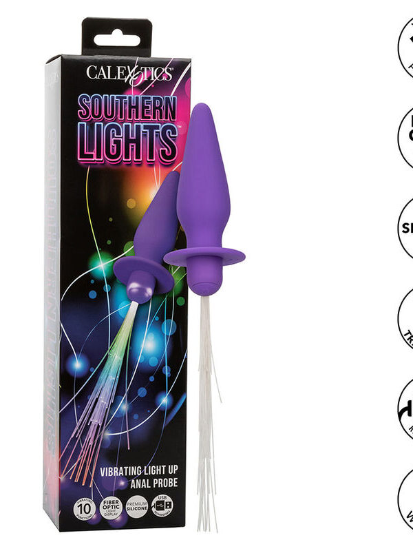 CalExotics - Southern Lights valgustusega anaalpistik 10 vibratsiooniga silikoon lilla