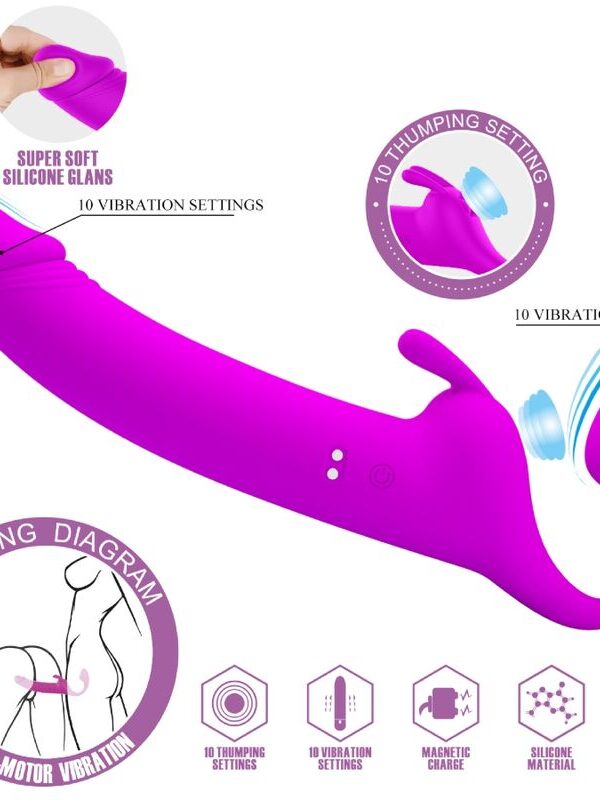 Pretty Love - Zanini strapless strap-on 10 vibratsiooniga lilla