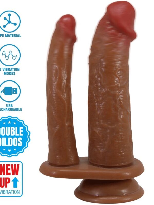 Pretty Love - Hulbert realistlik topeltdildo vibratsiooniga mulatto