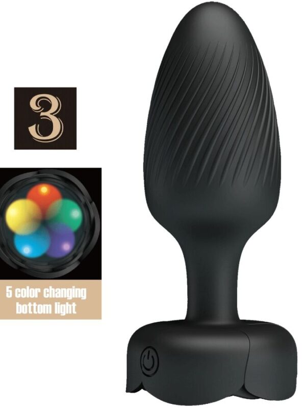 Pretty Love - Osborn LED-valgusega anaalpistik must 9.8 cm