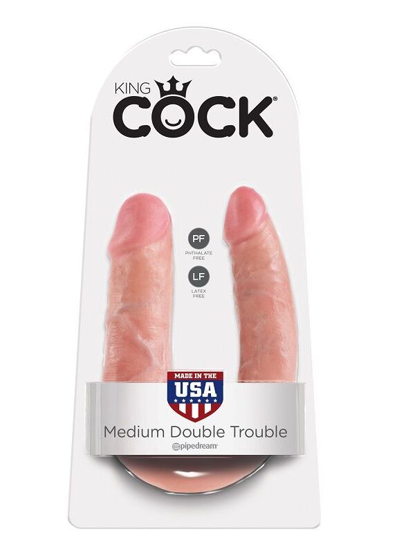 King Cock - U-kujuline Medium Double Trouble flesh 13.9 cm