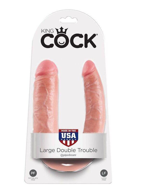 King Cock - U-kujuline Large Double Trouble flesh 17.8 cm