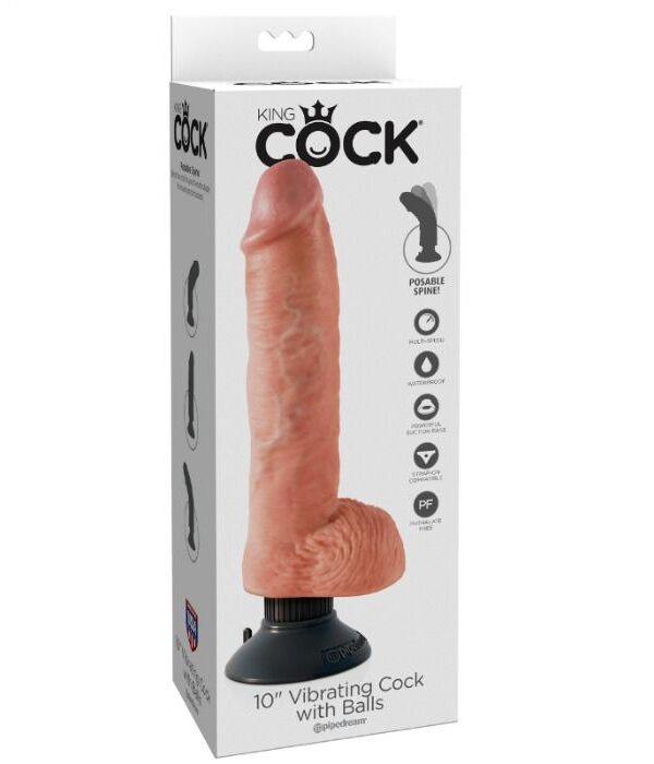 King Cock - 25.5 cm vibreeriv peenis munanditega flesh