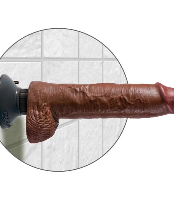 King Cock - 25.5 cm vibreeriv peenis munanditega pruun