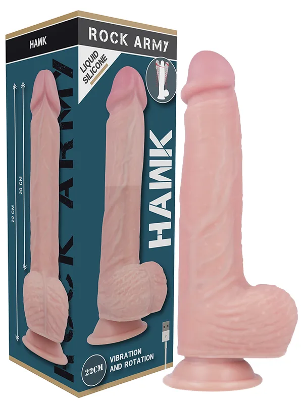 RockArmy - Hawk realistlik pöörlemise ja vibratsiooniga dildo 22 cm Ø 4.6 cm
