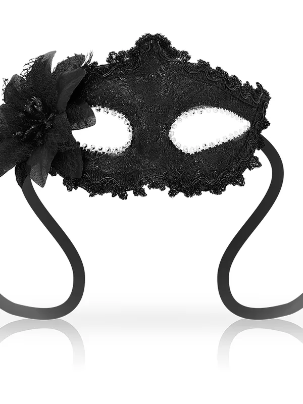 OhMama - Veneetsia stiilis mask külgmise lillega must