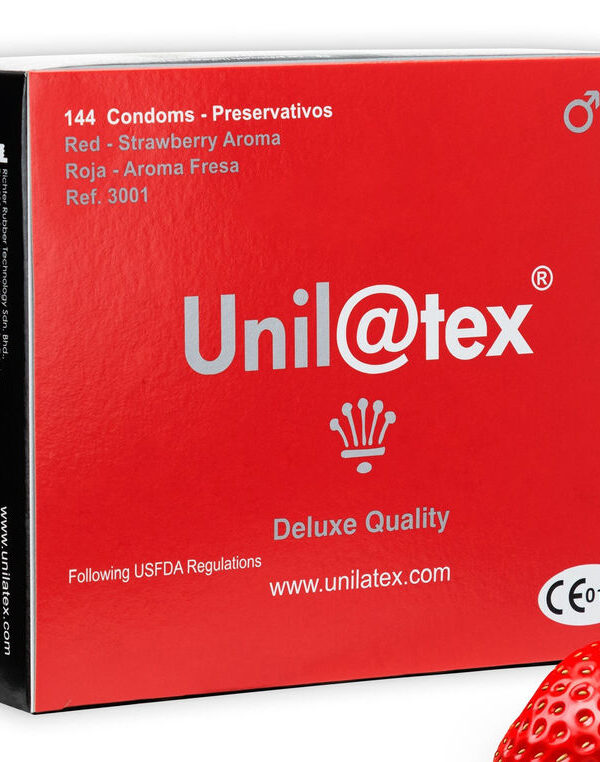 Unilatex - Punased maasikamaitselised kondoomid 144 tk
