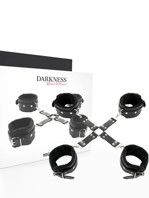Darkness - Nahast käe- ja jalaraudade komplekt must