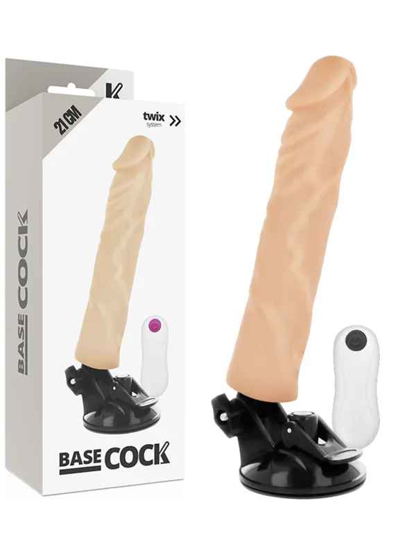 Basecock - Realistlik massaažiseade puldiga nahatooni 21 cm Ø 4 cm