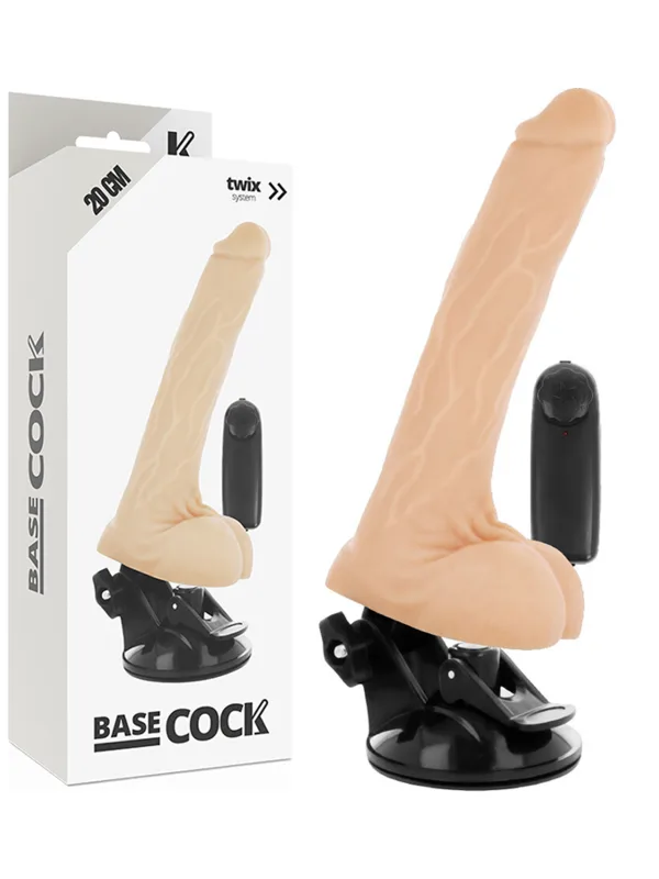 Basecock - Realistlik naturaalne puldiga massaažiseade munanditega 20 cm Ø 4 cm