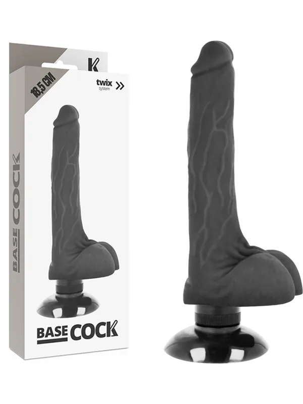 Basecock - Realistlik 2-in-1 massaažiseade must 18.5 cm Ø 4 cm