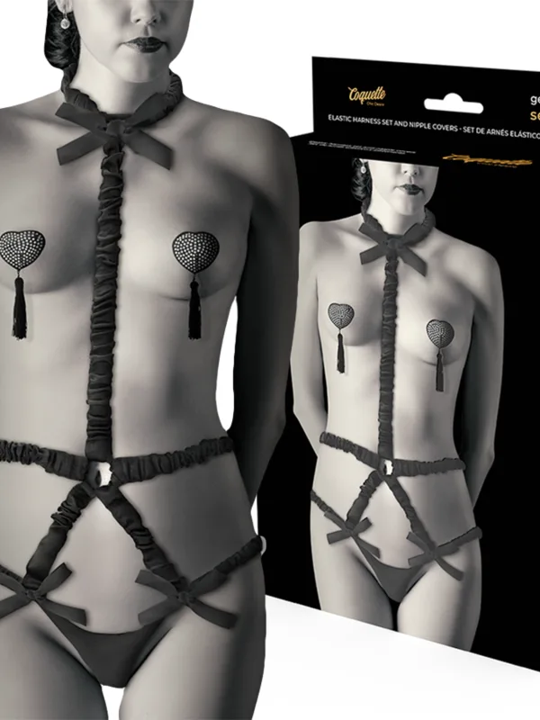 Coquette Chic Desire - Elastsete rakmete ja nibukatete komplekt must