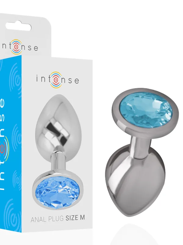 Intense - Alumiiniumist anaalpistik sinise kristalliga suurus M