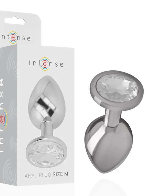 Intense - Alumiiniumist anaalpistik hõbedase kristalliga suurus M