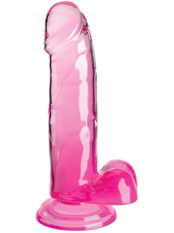 King Cock - Läbipaistev realistlik peenis munanditega 15.2 cm roosa
