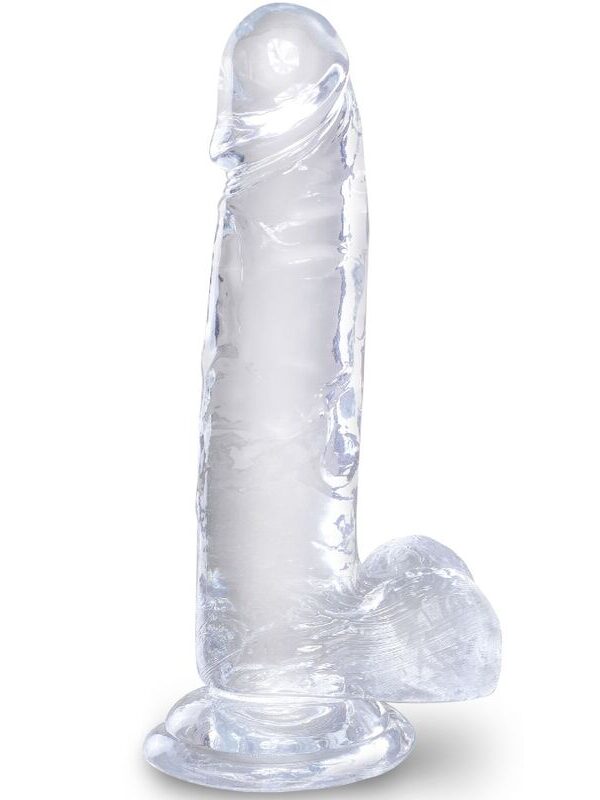 King Cock - Läbipaistev realistlik peenis munanditega 15.2 cm läbipaistev