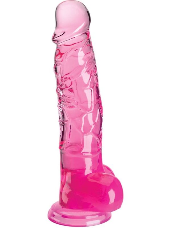 King Cock - Läbipaistev realistlik peenis munanditega 16.5 cm roosa