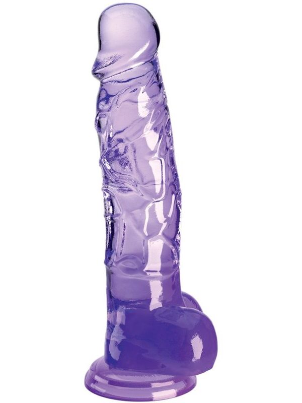 King Cock - Läbipaistev realistlik peenis munanditega 16.5 cm lilla