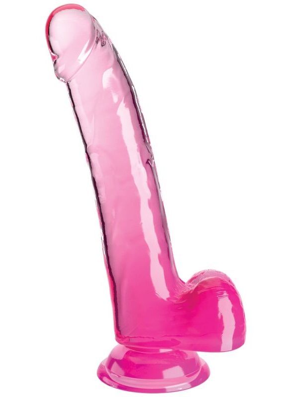King Cock - Läbipaistev dildo munanditega 20.3 cm roosa