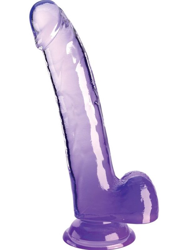 King Cock - Läbipaistev dildo munanditega 20.3 cm lilla