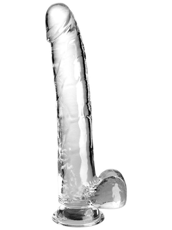 King Cock - Läbipaistev dildo munanditega 24.8 cm läbipaistev