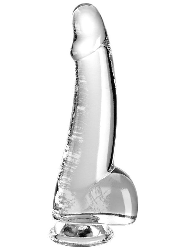 King Cock - Läbipaistev dildo munanditega 15.2 cm läbipaistev