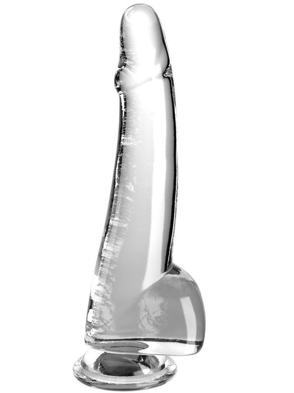 King Cock - Läbipaistev dildo munanditega 19 cm läbipaistev