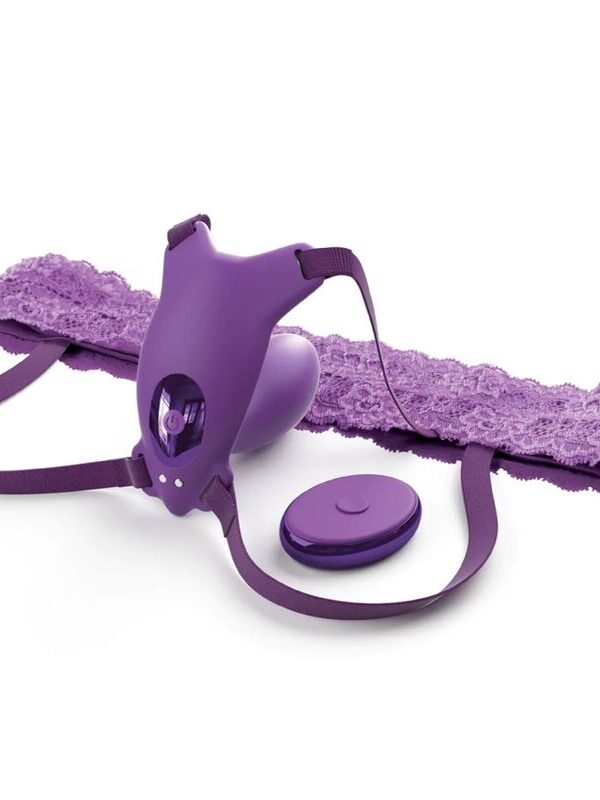 Fantasy For Her - Butterfly harness G-punkti massaažiseadmega laetav ja puldiga violetne