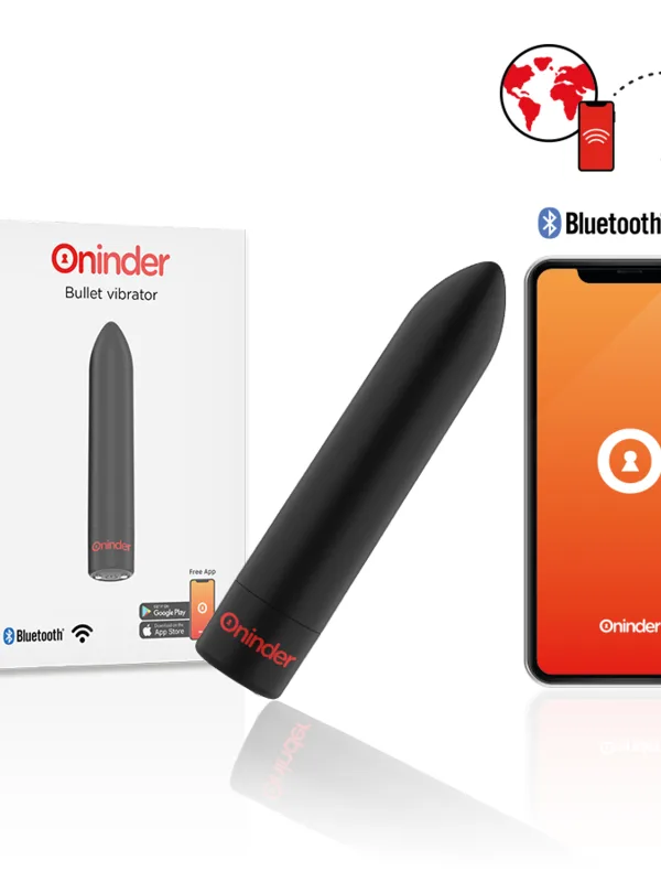 Oninder - Berlin bullet-massaažiseade must 9 režiimi 8.5 x 2 cm tasuta äpiga