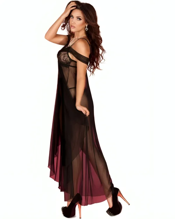 Chilirose - CR 3716 pikk babydoll must S/M