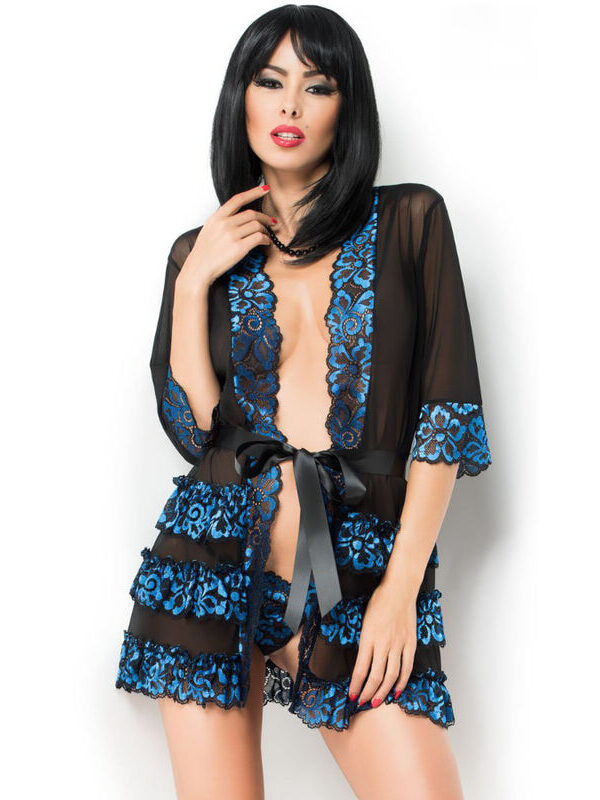 Chilirose - CR 3837 hommikumantel sinine/must S/M