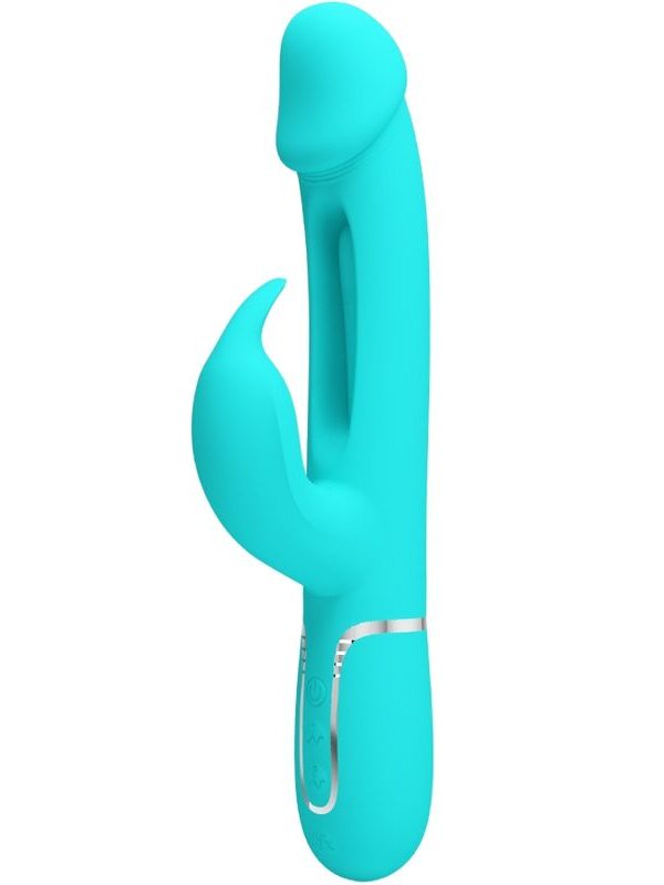 Pretty Love - Kampas rabbit 3-in-1 multifunktsionaalne massaažiseade keelega aqua green
