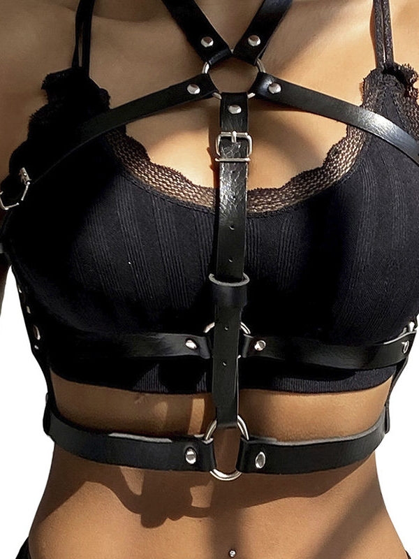 Subblime - Nahast rõngaga rinnaharness must üks suurus
