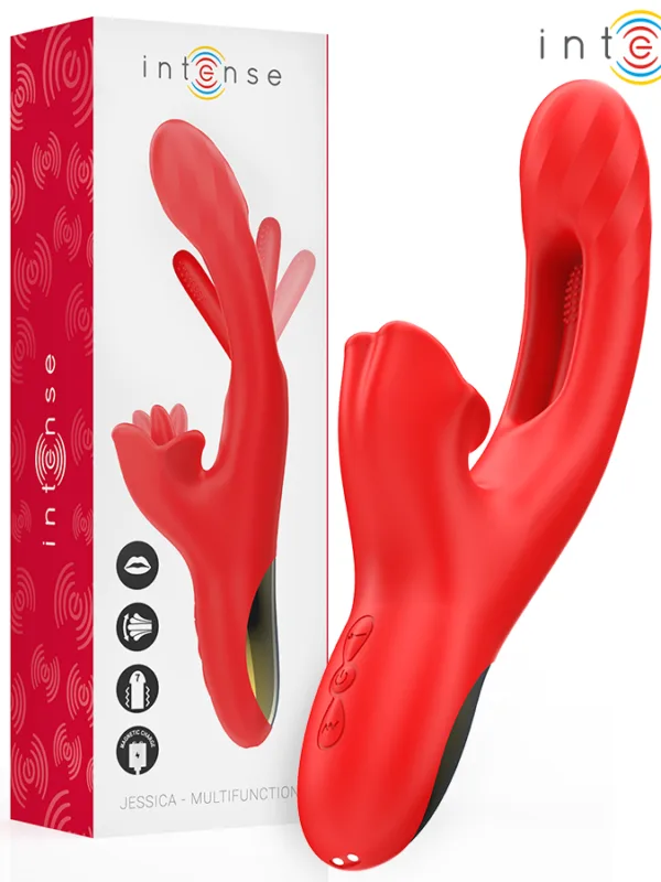 Intense - Jessica multifunktsionaalne massaažiseade kliitori stimulatsiooniga 24.8 cm punane