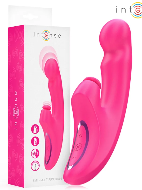 Intense - Emi massaažiseade 13.5 cm multifunktsionaalne 3-in-1 10 vibratsiooniga roosa