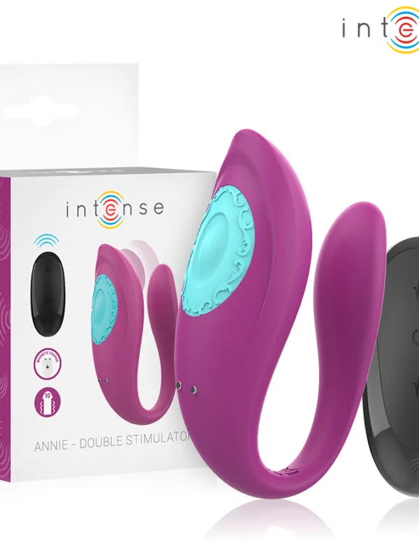 Intense - Annie U-kujuline massaažiseade ja stimulaator lilla puldiga