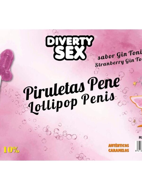 Diablo Goloso - Peenisekujulised pulgakommid džinni ja tooniku ning maasika maitsega 10% alkoholisisaldusega 50 tk