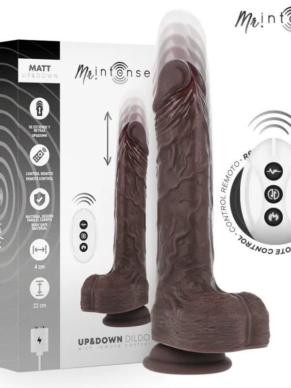 Mr Intense - Matt realistlik multifunktsionaalne vibraatori ja üles-alla liikumisega puldiga 22 cm Ø 4 cm