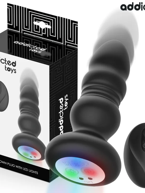 Addicted toys - Tõukev ja vibreeriv anaalplugi LED-valguse ja puldiga
