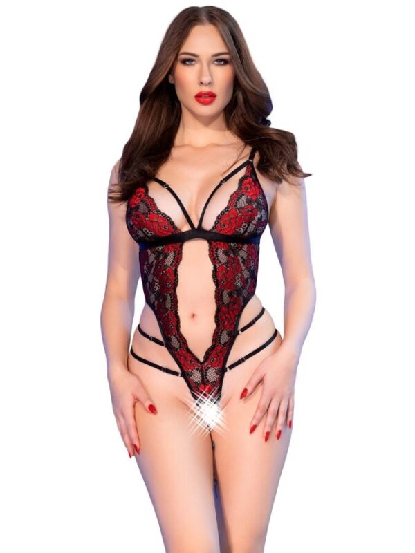 Chilirose - CR 4889 punase lillemustriga body