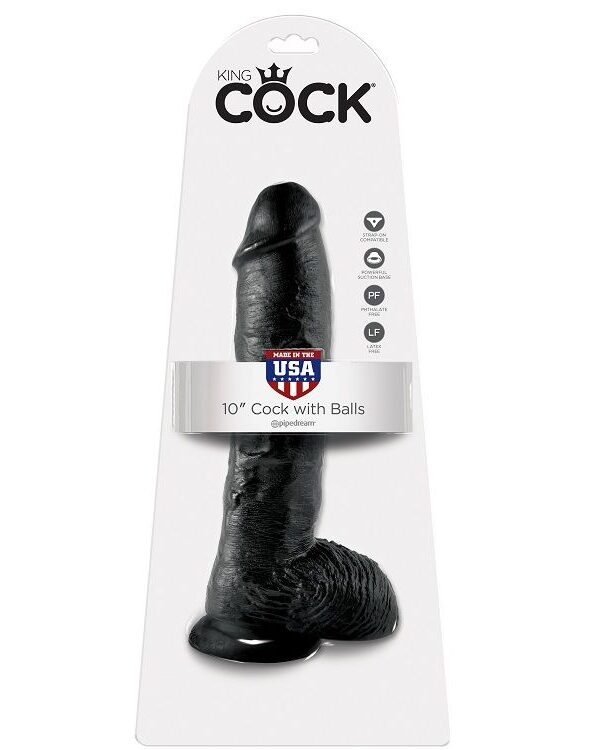 King Cock - 10" dildo munanditega must 25.4 cm