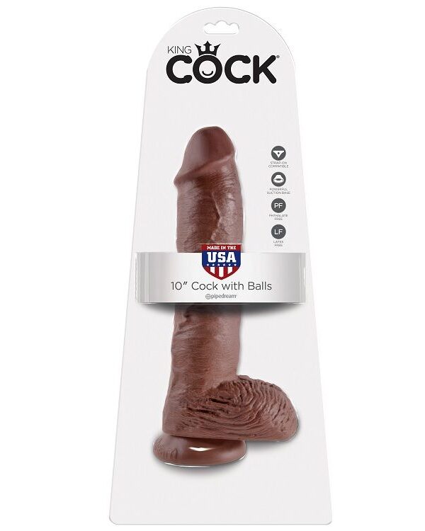 King Cock - 10" dildo munanditega pruun 25.4 cm